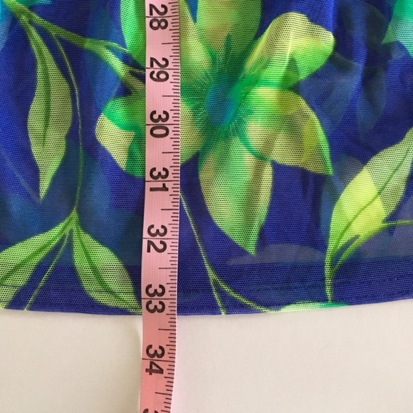 VTG Cole of California Blue Green Floral Mesh Sheer Cover Up Babydoll Dress M/L - Picture 14 of 14